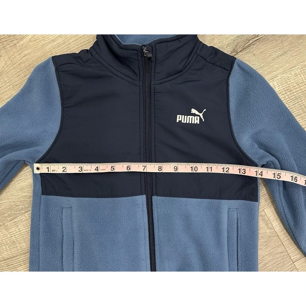 Boys Puma Contrast Fleece Full Zip‎ Track Jacket Blue Size 6 New